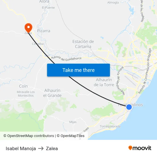 Isabel Manoja to Zalea map