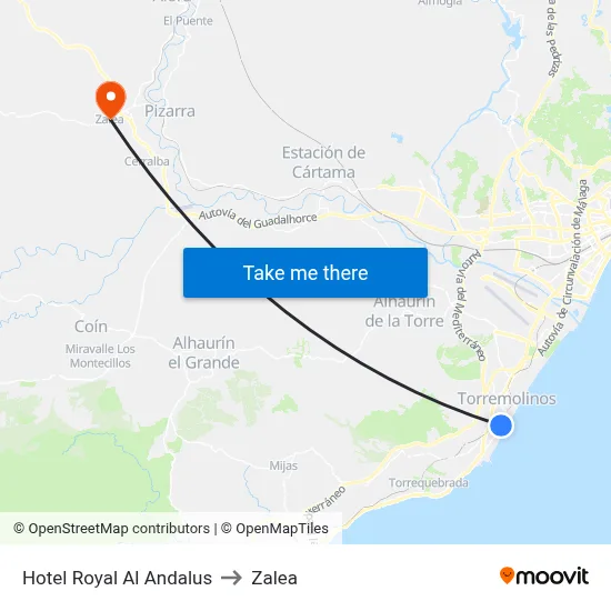 Hotel Royal Al Andalus to Zalea map