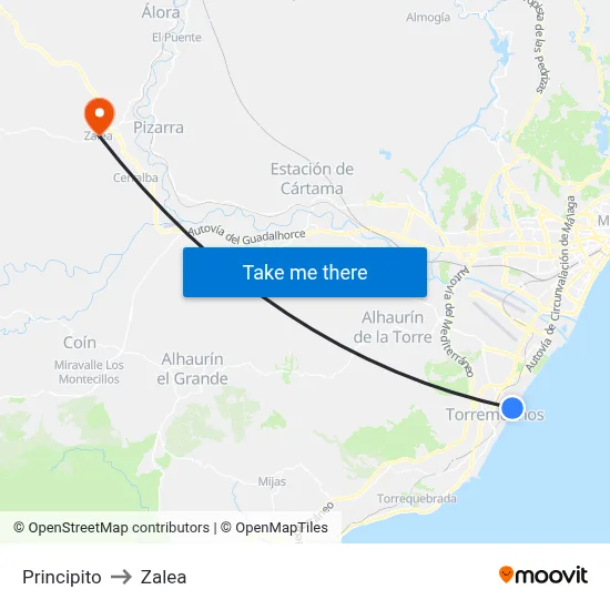 Principito to Zalea map