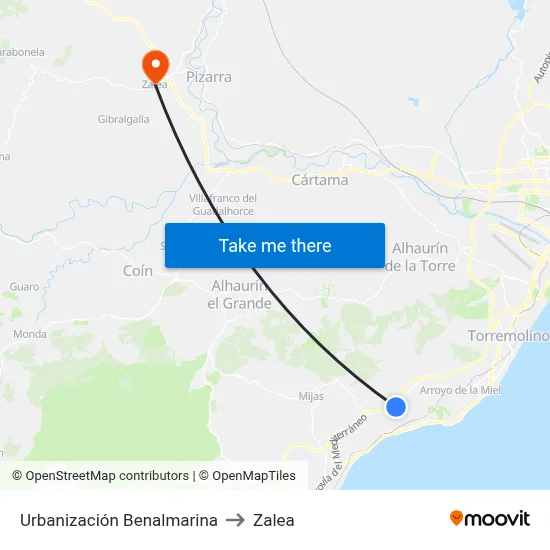 Urbanización Benalmarina to Zalea map