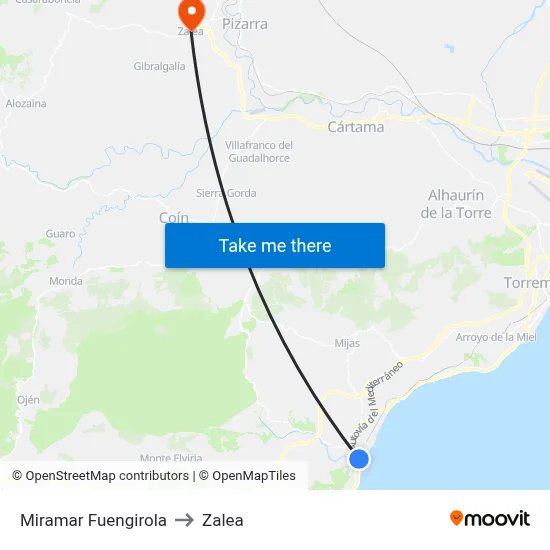 Miramar Fuengirola to Zalea map