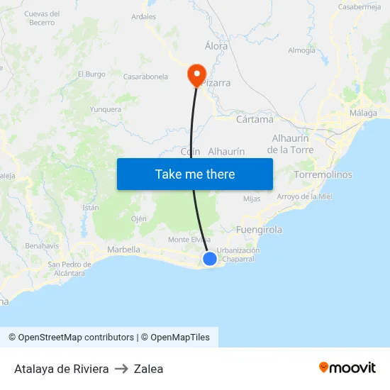 Atalaya de Riviera to Zalea map