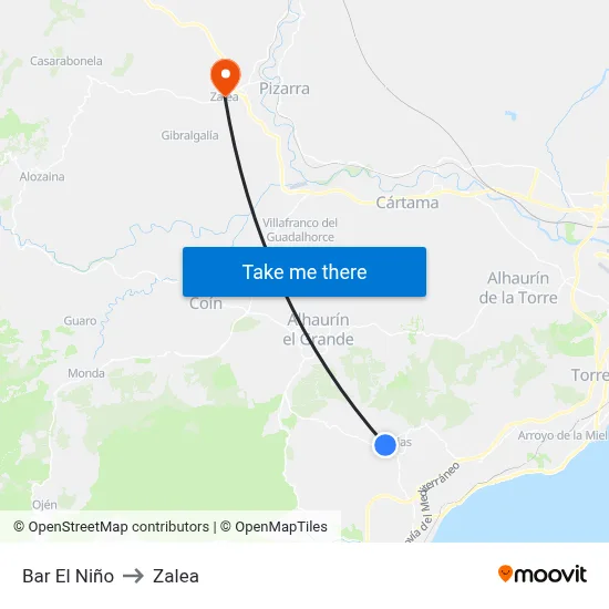 Bar El Niño to Zalea map
