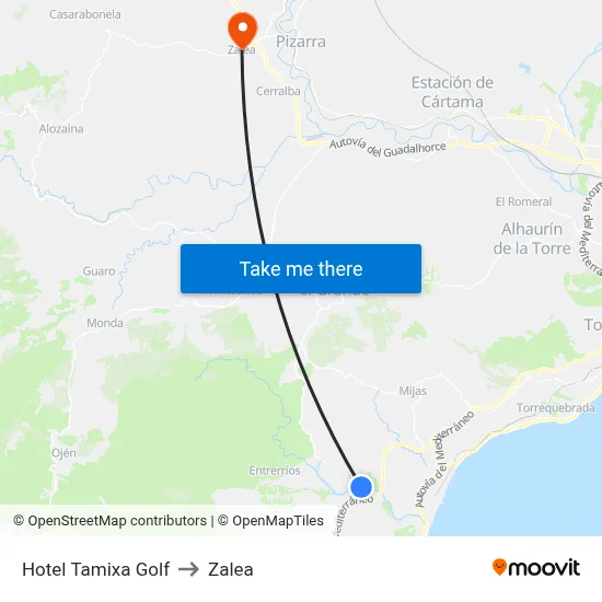 Hotel Tamixa Golf to Zalea map