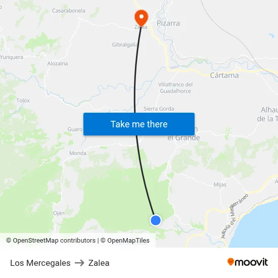 Los Mercegales to Zalea map