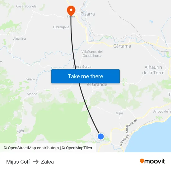 Mijas Golf to Zalea map