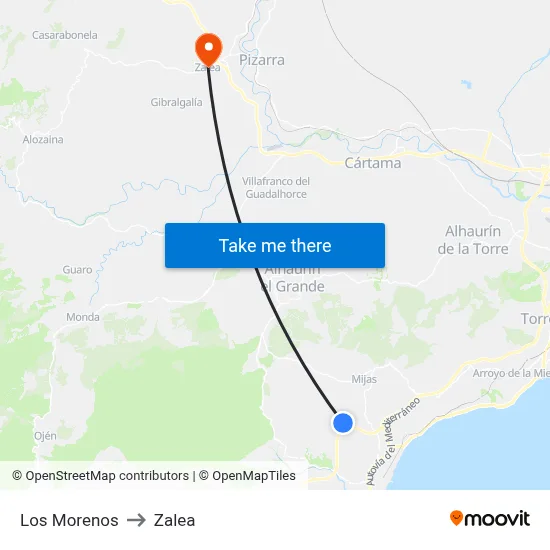 Los Morenos to Zalea map