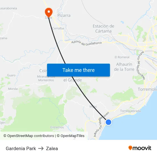 Gardenia Park to Zalea map