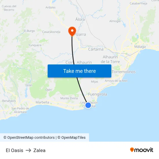 El Oasis to Zalea map