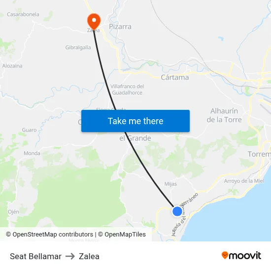 Seat Bellamar to Zalea map