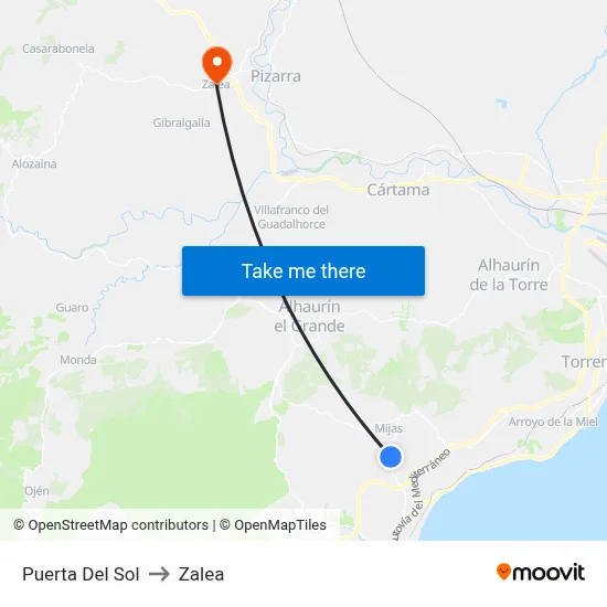Puerta Del Sol to Zalea map
