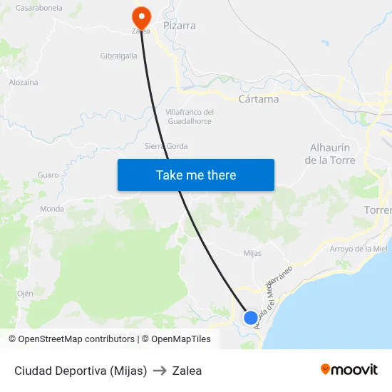 Ciudad Deportiva (Mijas) to Zalea map