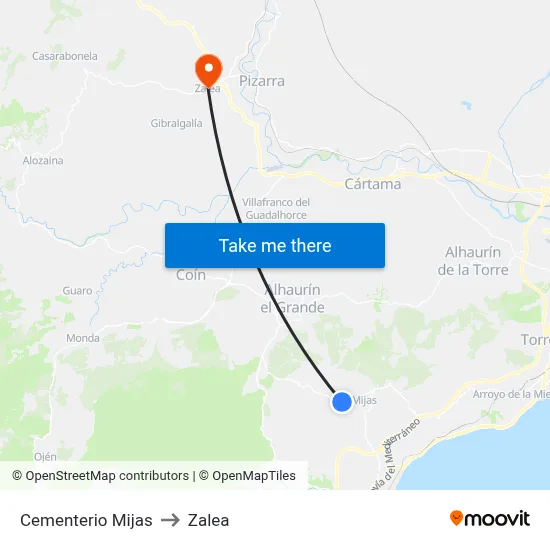 Cementerio Mijas to Zalea map