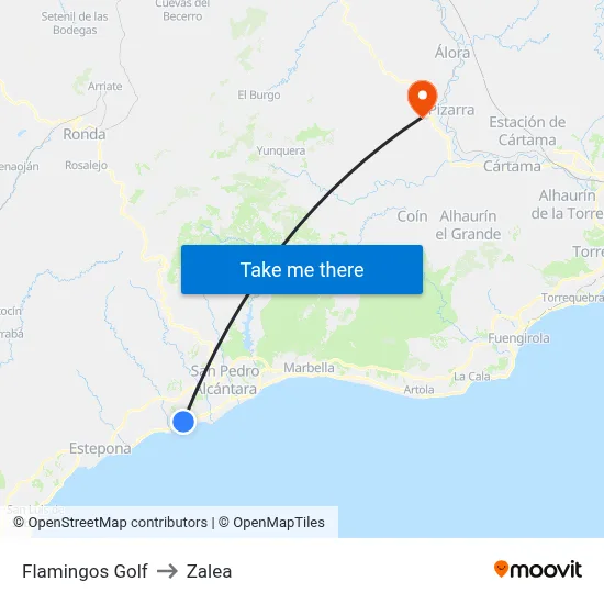 Flamingos Golf to Zalea map