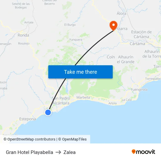 Gran Hotel Playabella to Zalea map