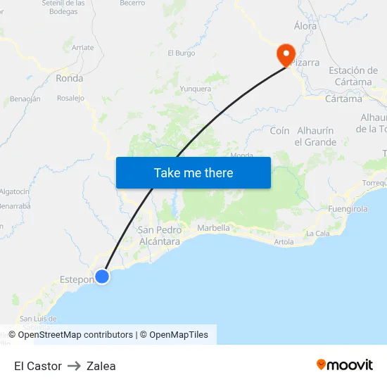 El Castor to Zalea map
