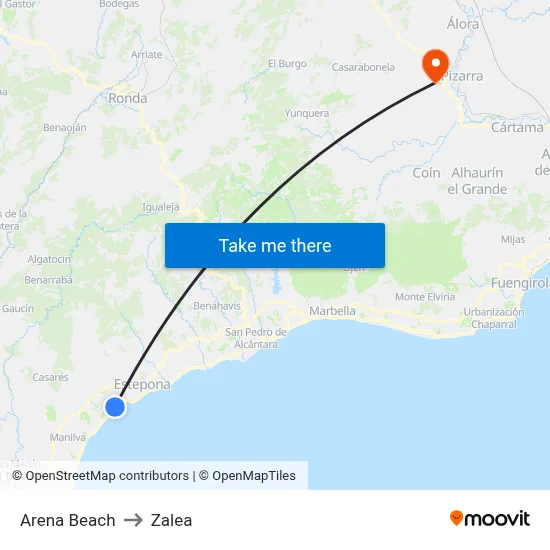 Arena Beach to Zalea map
