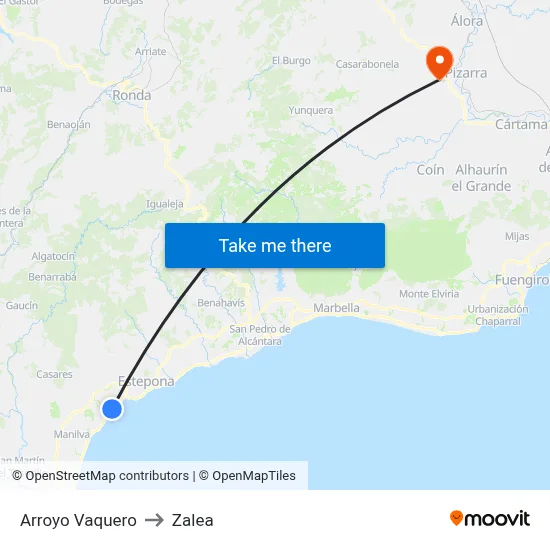 Arroyo Vaquero to Zalea map