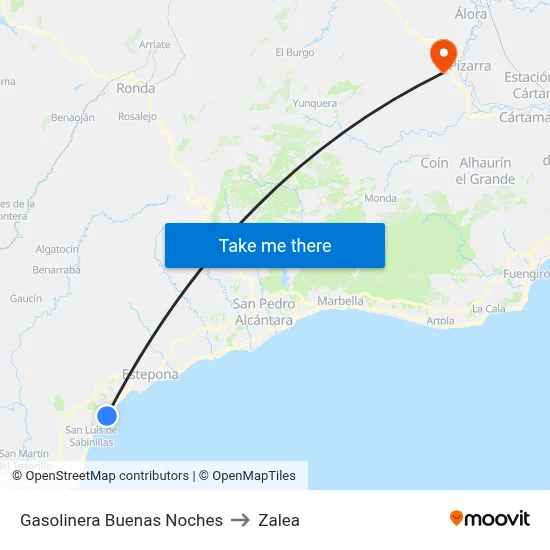 Gasolinera Buenas Noches to Zalea map