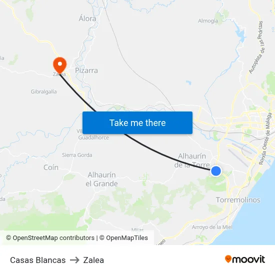 Casas Blancas to Zalea map