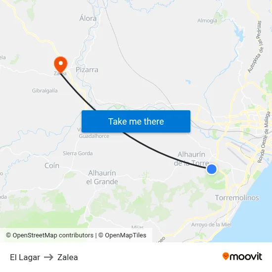 El Lagar to Zalea map