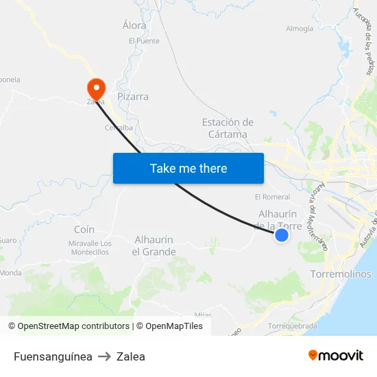 Fuensanguínea to Zalea map