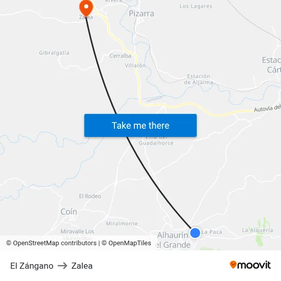 El Zángano to Zalea map