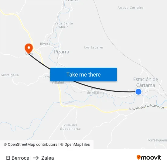 El Berrocal to Zalea map