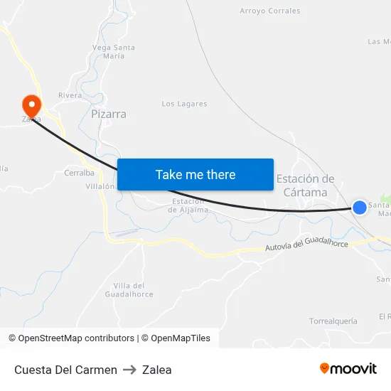 Cuesta Del Carmen to Zalea map