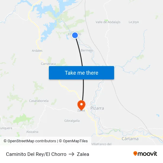 Caminito Del Rey/El Chorro to Zalea map
