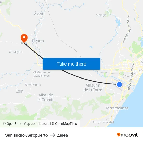 San Isidro-Aeropuerto to Zalea map