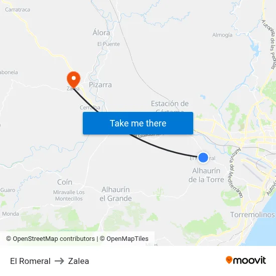 El Romeral to Zalea map