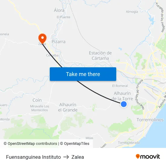Fuensanguinea Instituto to Zalea map