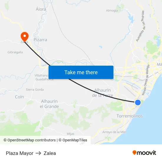 Plaza Mayor to Zalea map