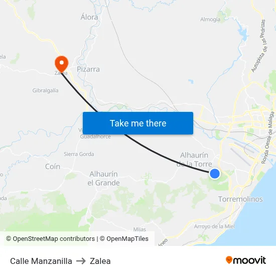 Calle Manzanilla to Zalea map