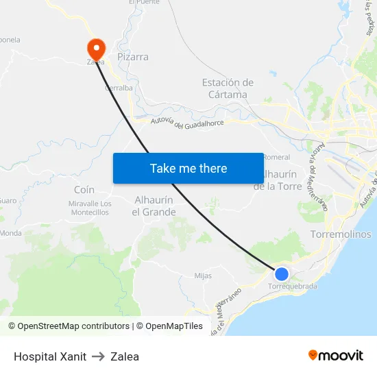 Hospital Xanit to Zalea map