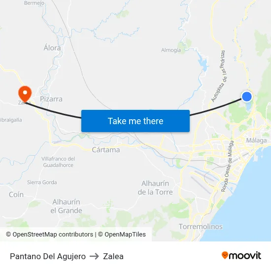 Pantano Del Agujero to Zalea map