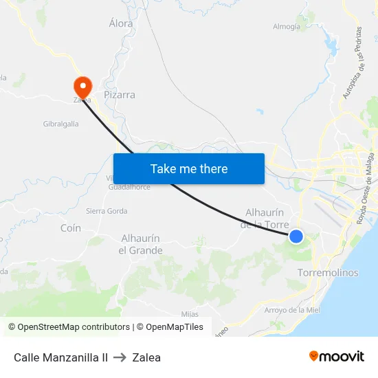 Calle Manzanilla II to Zalea map