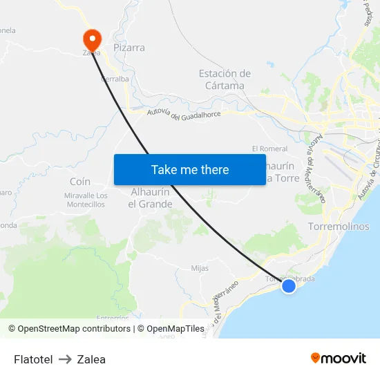Flatotel to Zalea map