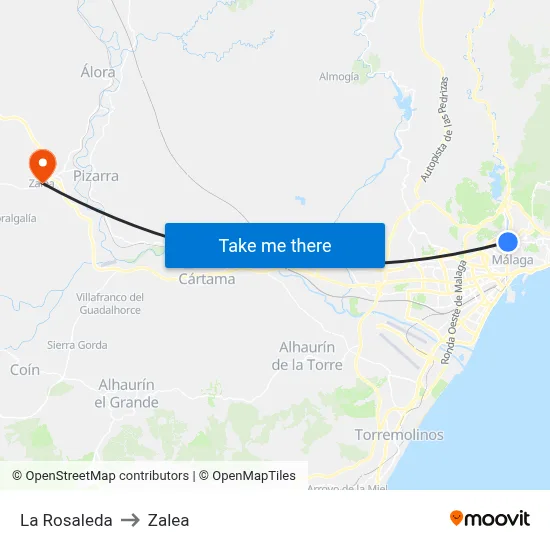 La Rosaleda to Zalea map