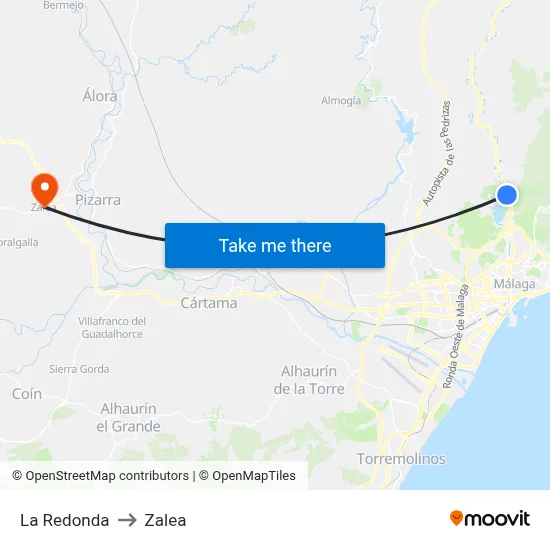 La Redonda to Zalea map