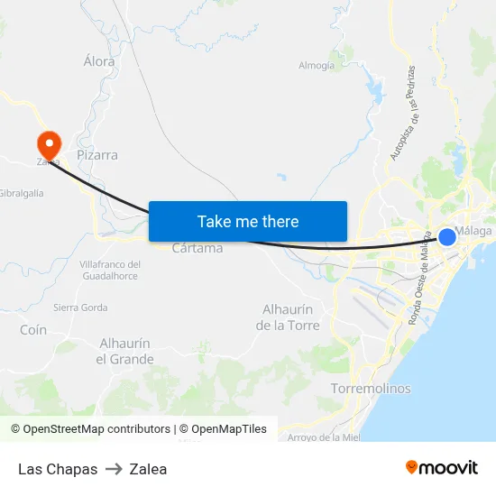 Las Chapas to Zalea map