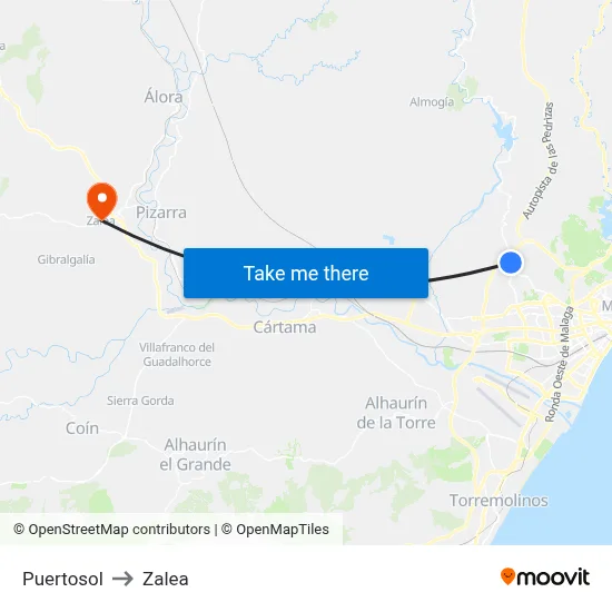 Puertosol to Zalea map