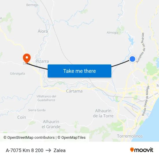 A-7075 Km  8 200 to Zalea map