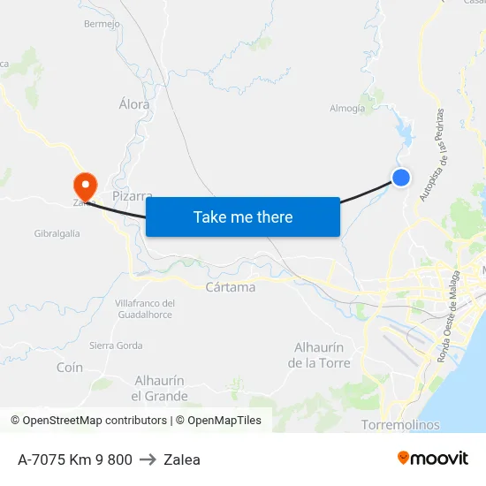 A-7075 Km  9 800 to Zalea map