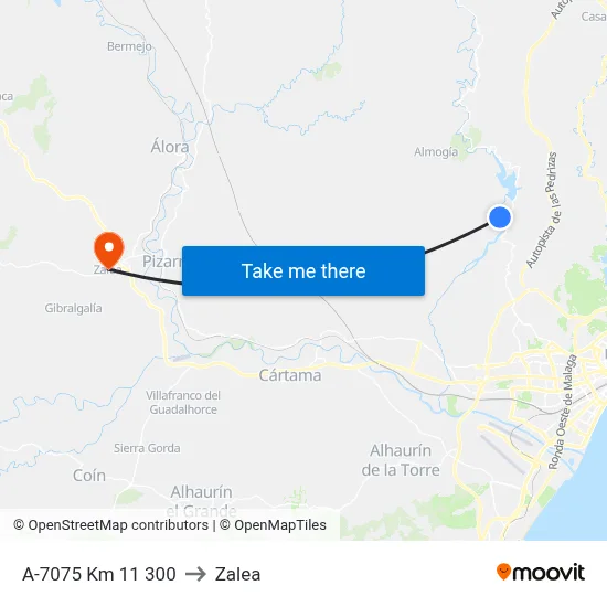 A-7075 Km 11 300 to Zalea map