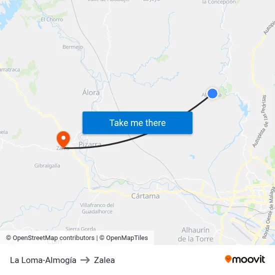 La Loma-Almogía to Zalea map