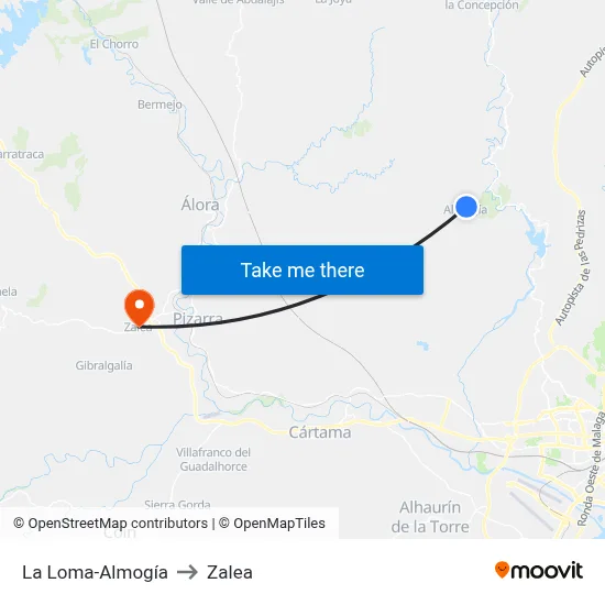 La Loma-Almogía to Zalea map