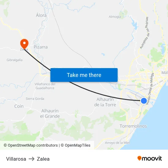 Villarosa to Zalea map