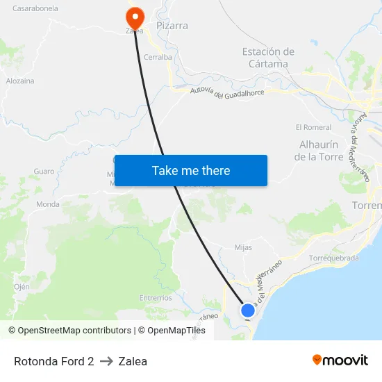 Rotonda Ford 2 to Zalea map